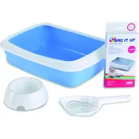 Savic kitten kattenbak iriz startset blauw / wit 42x31x12,5 cm