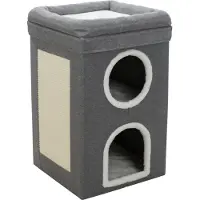 Trixie Cat Tower Saul Grijs/Wit Krabpaal en Kattenhuis