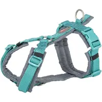 Trixie hondentuig premium trekking aqua blauw/grafiet grijs 32-38x1,3 cm