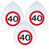 Folat Ballonnen 40 jaar - 24x - stopbord - wit - 40 cm