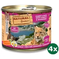 NATURAL GREATNESS rabbit / duck with carrots and chamomile kattenvoer 4x 185 gr