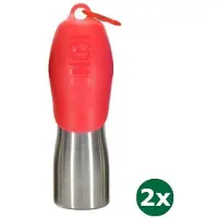 Kong h2o drinkfles rvs rood 2x 740 ml