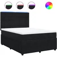 vidaXL Boxspring met matras fluweel zwart 160x200 cm