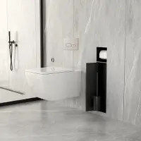 Mueller Black inbouw toiletrol en borstelhouder betegelbaar zwart mat