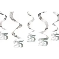 Amscan Swirls Zilver ‘25’ - 5 stuks