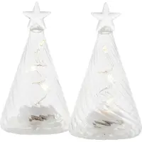 Philips - Wave Tree - led decoratie - set van 2 glazen boompjes - H 9 cm