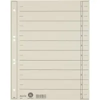 Leitz Staffeltabblad Karton - Beschrijfbare Tabs, 2/4-rings - Voor Ordners en Ringbanden - Grijs