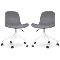 Nolon Set van 2 bureaustoelen Nout-Fé velvet | fluweel grijs 52.5x84.5x54 cm bureaustoelen | NADUVI