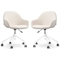 Nolon Set van 2 bureaustoelen Nout-Mae bouclé | teddystof beige 58x85x59.5 cm bureaustoelen | NADUVI
