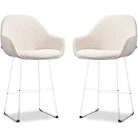 Nolon Set van 2 barstoelen Nino-Mae bouclé | teddystof beige 58x103x59.5 cm barkrukken | NADUVI