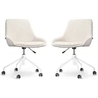 Nolon Set van 2 bureaustoelen Nout-Isa bouclé | teddystof beige 54x86.5x54 cm bureaustoelen | NADUVI