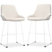 Nolon Set van 2 barstoelen Nino-Isa bouclé | teddystof beige 54x102x54 cm barkrukken | NADUVI