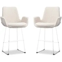 Nolon Set van 2 barstoelen Nino-Eef bouclé | teddystof beige 62x105.5x56.5 cm barkrukken | NADUVI