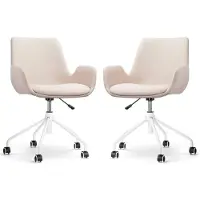 Nolon Set van 2 eetkamerstoelen Nout-Eef | chenille beige 62x89x56.5 cm bureaustoelen | NADUVI