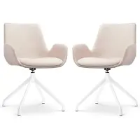 Nolon Set van 2 eetkamerstoelen Nola-Eef draaibaar | chenille beige 62x89x56.5 cm eetkamerstoelen | NADUVI