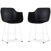 Nolon Set van 2 barstoelen Nino-Puk | kunststof zwart 57x106x43 cm barkrukken | NADUVI