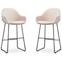Nolon Set van 2 barstoelen Nino-Mae | chenille beige 58x113x59.5 cm barkrukken | NADUVI