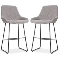 Nolon Set van 2 barstoelen Nino-Isa bouclé | teddystof grijs 54x102x54 cm barkrukken | NADUVI