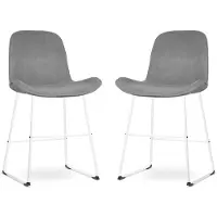 Nolon Set van 2 barstoelen Nino-Fé velvet | fluweel grijs 51x106x39 cm barkrukken | NADUVI