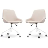 Nolon Set van 2 bureaustoelen Nout-Isa | chenille beige 54x86.5x54 cm bureaustoelen | NADUVI
