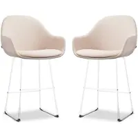 Nolon Set van 2 barstoelen Nino-Mae | chenille beige 58x103x59.5 cm barkrukken | NADUVI