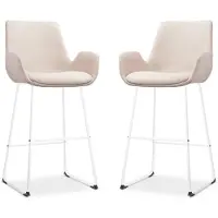 Nolon Set van 2 barstoelen Nino-Eef | chenille beige 62x115.5x56.5 cm barkrukken | NADUVI