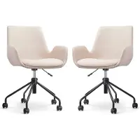 Nolon Set van 2 eetkamerstoelen Nout-Eef | chenille beige 62x89x56.5 cm bureaustoelen | NADUVI