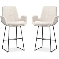 Nolon van 4barstoelen Nino-Eef bouclé | teddystof beige 62x105.5x56.5 cm barkrukken | NADUVI