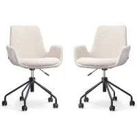 Nolon Set van 2 eetkamerstoelen Nout-Eef bouclé | teddystof beige 62x89x56.5 cm bureaustoelen | NADUVI