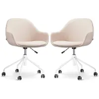 Nolon Set van 2 bureaustoelen Nout-Mae | chenille beige 58x85x59.5 cm bureaustoelen | NADUVI