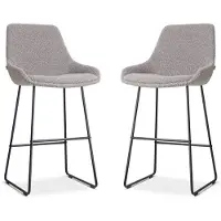 Nolon Set van 2 barstoelen Nino-Isa bouclé | teddystof grijs 54x112x54 cm barkrukken | NADUVI