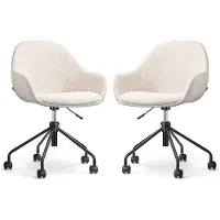 Nolon Set van 2 bureaustoelen Nout-Mae bouclé | teddystof beige 58x85x59.5 cm bureaustoelen | NADUVI