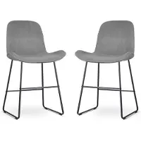 Nolon Set van 2 barstoelen Nino-Fé velvet | fluweel grijs 52.5x100x54 cm barkrukken | NADUVI