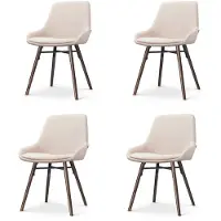 Nolon van 4 eetkamerstoelen Nena-Mae | chenille beige 62x89x56.5 cm eetkamerstoelen | NADUVI