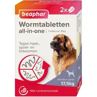 Beaphar Wormtablet All In One Hond - Anti wormenmiddel - 2 tab 17.5 Tot 70 Kg