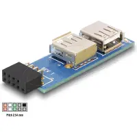 DeLOCK Pinheader auf 2x USB 2,0 - 9-polige Pinheader vrouwelijk naar 2x USB-a