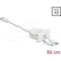 DeLOCK Easy 45 Module USB 2.0 Retractable Cable USB Type-A to USB Type-C white