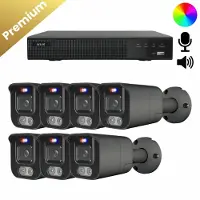Dutch Security Systems 7x Beveiligingscamera set - Bedraad - Sony Bullet Premium 4K - Dual Light - Two-Way Audio - Zwart -