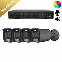 Dutch Security Systems 4x Beveiligingscamera set - Draadloos - Sony Bullet Premium 4K - Dual Light - Two-Way Audio - Zwart -