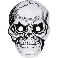 Widmann - Spook & Skelet Kostuum - Plastic Schedel Masker - Wit / Beige - Halloween - Verkleedkleding