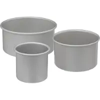 5 Five Aluminium Cake Tin Set - 3 stuks, Zilver, 20 x 10 cm, 15 x 10 cm, 10 x 10 cm