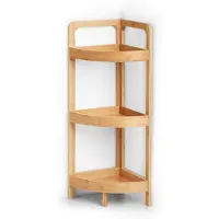 Zeller Badkamer Hoekkastje/rekje - bamboe - hout - 29 x 29 x 85 cm - Badkamerkastjes