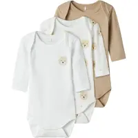 Name it Rompertje/body 'Oxford Bear' donkerbeige / zwart / wit