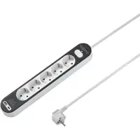 Sygonix SY-4755368 stekkerdoos met schakelaar, wit/grijs, met aardingscontact, 1 stopcontact.