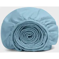 Yumeko Hoeslaken Gewassen Percal Katoen 180x210 Blauw - Eco, Bio & Fairtrade