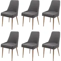 Mendler Set van 6 eetkamerstoel -O27, keukenstoel gestoffeerde stoel, stof/textiel (280g/m²) metaal ~ donkergrijs