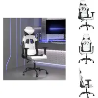 vidaXL Massage gamestoel kunstleer wit en zwart