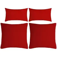 Stof Textile sierkussen Nelson - set 4x - rood - 2 formaten - bank kussens - polyester