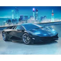 Walltastic - Supercar - Sportauto - Neon - Posterbehang - Kinderkamer - behang (305 x 244 cm) - (6 Panelen)