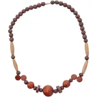 Behave – ketting met houten kralen en schijfdetails – tribal stijl